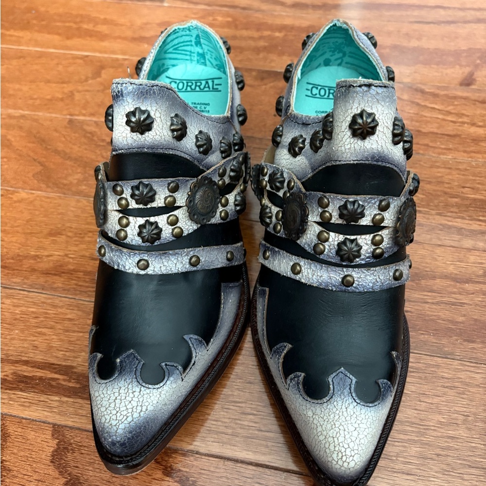 Corral Black and Gray Studded Ankle Boots